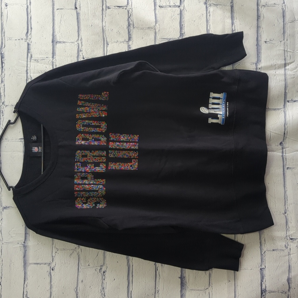 NFL Super Bowl LIII Team Apparel Sparkly Gem Sweatshirt Women's Size Medium